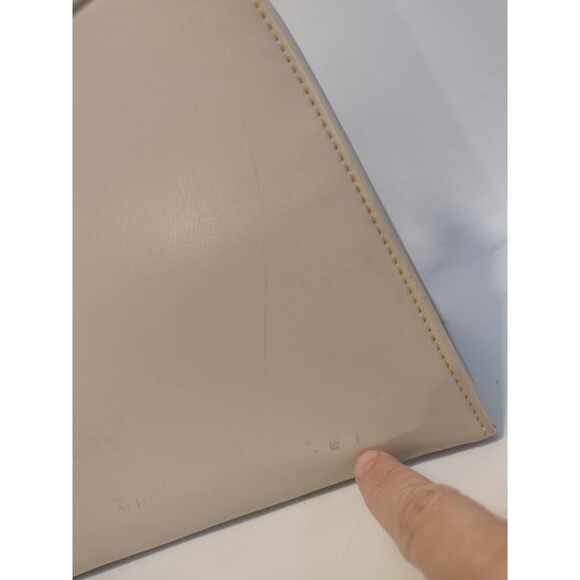 Vintage 50s Stylemark Hinged Beige Shoulder Bag Handbag Chunky Gold Chain Straps - Picture 6 of 14